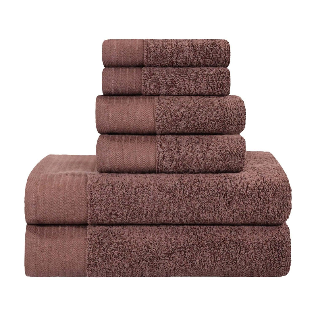 Turkish Cotton Plush Towel Set 6 Piece - Herringbone