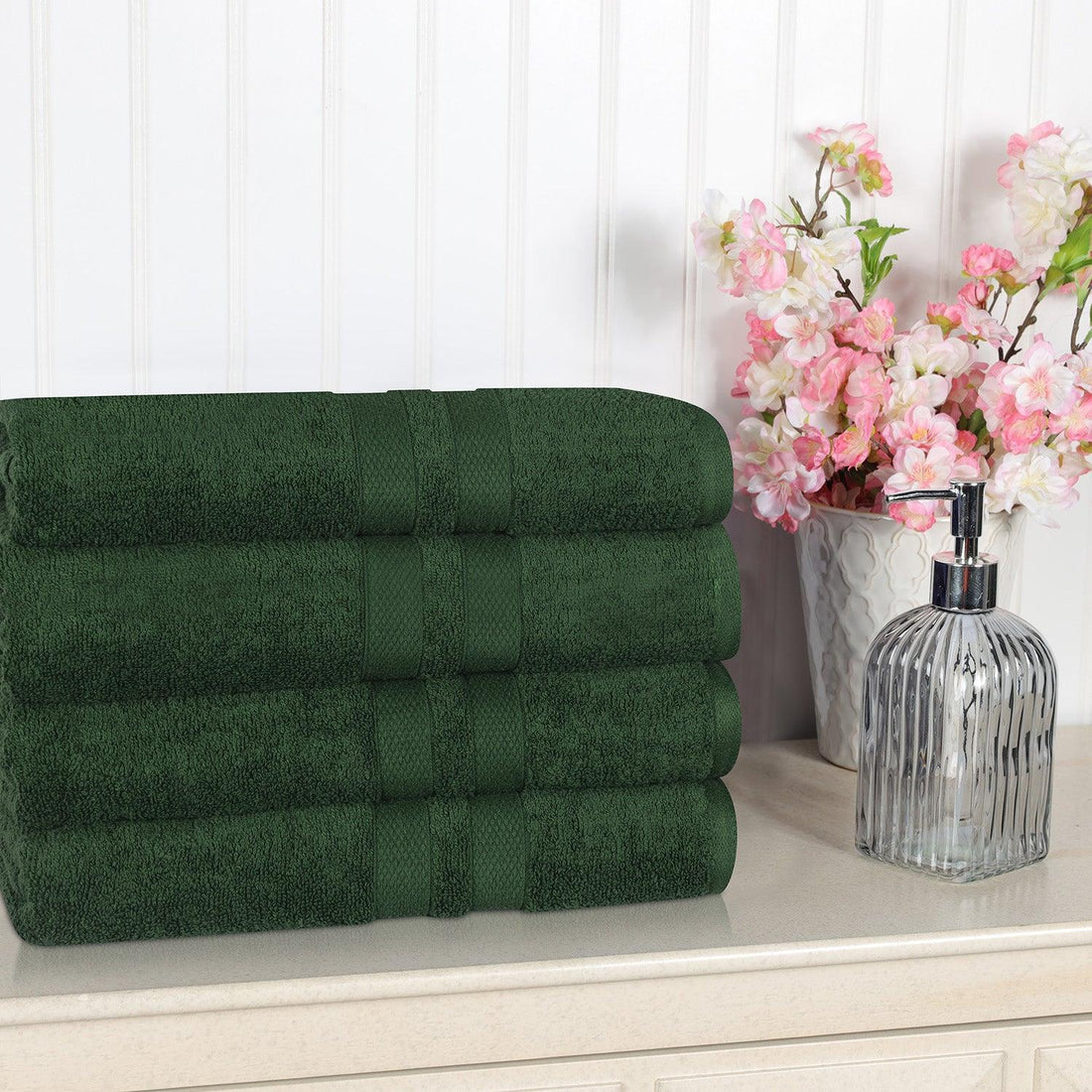 Ultra Soft Cotton Absorbent Solid Bath Towel Set of 4