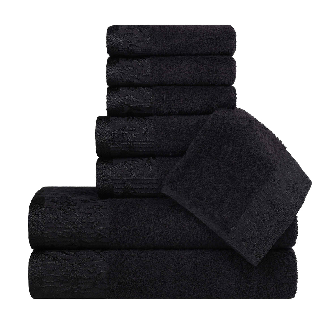 Wisteria Cotton Medium Weight Floral Jacquard Border 8 Piece Towel Set