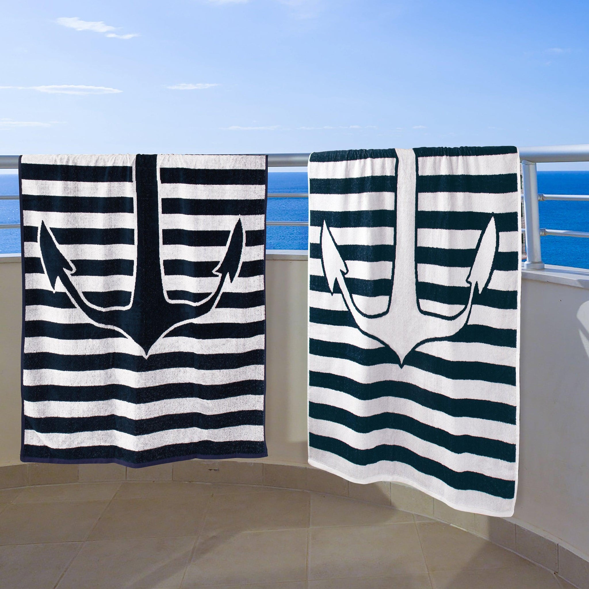 Yacht Club Oversized Egyptian Cotton Beach Towel Set of 2 Piece