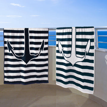 Yacht Club Oversized Egyptian Cotton Beach Towel Set of 2 Piece
